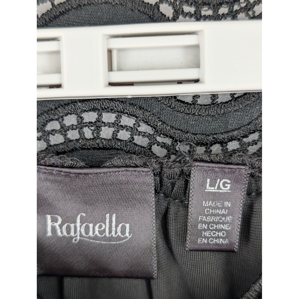 Rafaella Black Velvety Velour Lace Neckline Bell Sleeve Women's Swing Top Size L - Picture 4 of 7